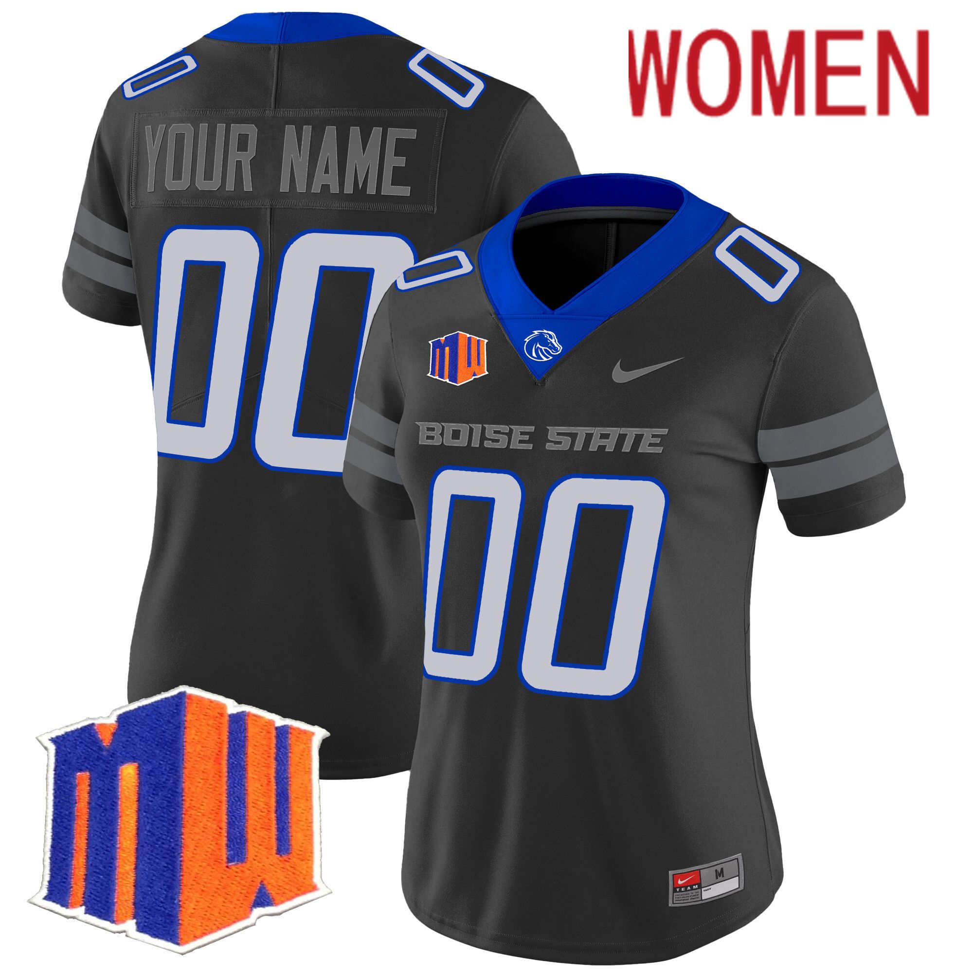 Women Boise State Broncos Black Nike 2024 Vapor Limited Custom NCAA Jersey->customized ncaa jersey->Custom Jersey